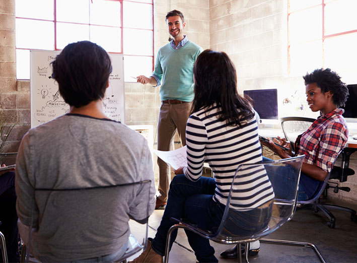 Students taking a class in New York City